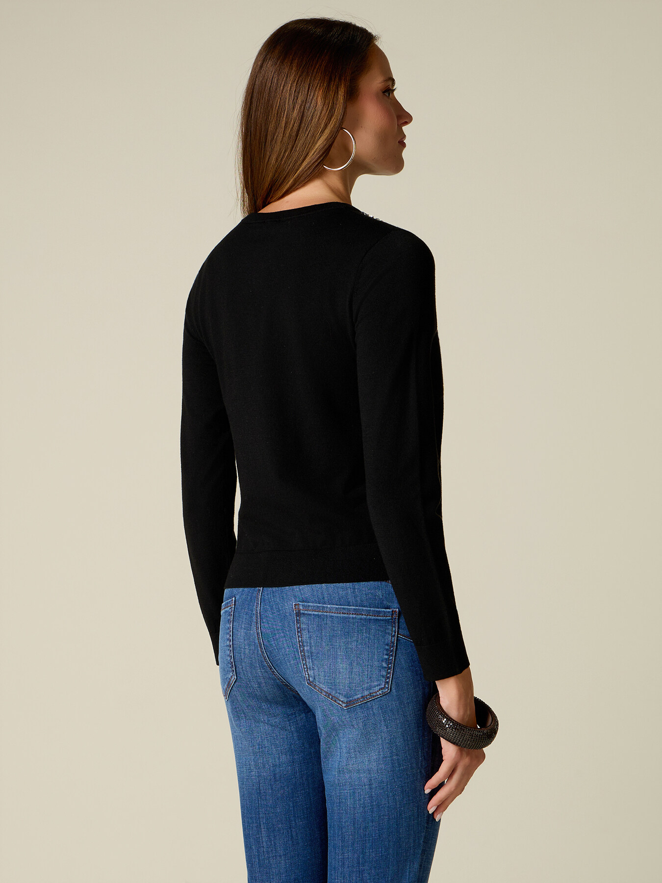 Pull avec broderie bijou image number 1