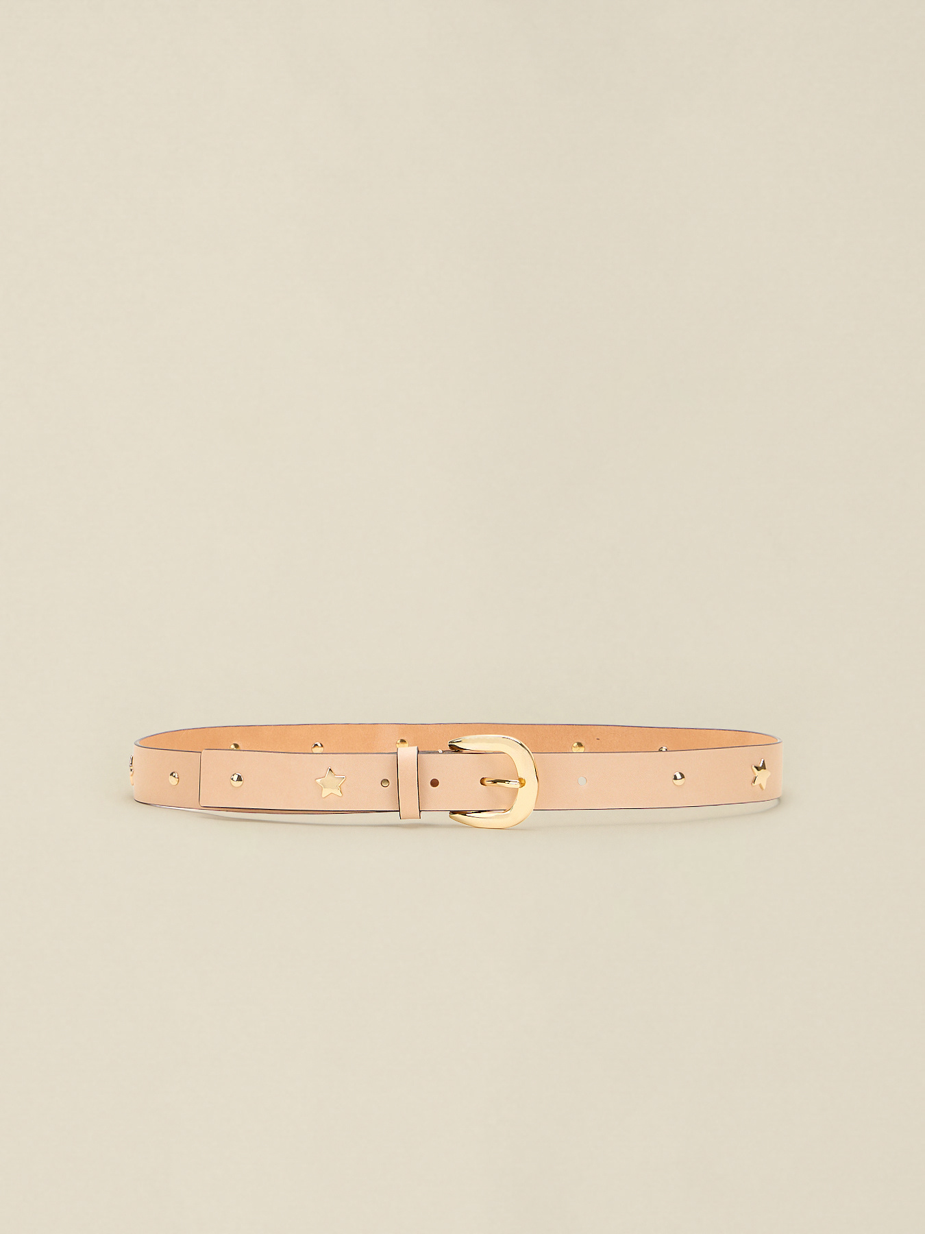Genuine leather belt with star studs image number 1