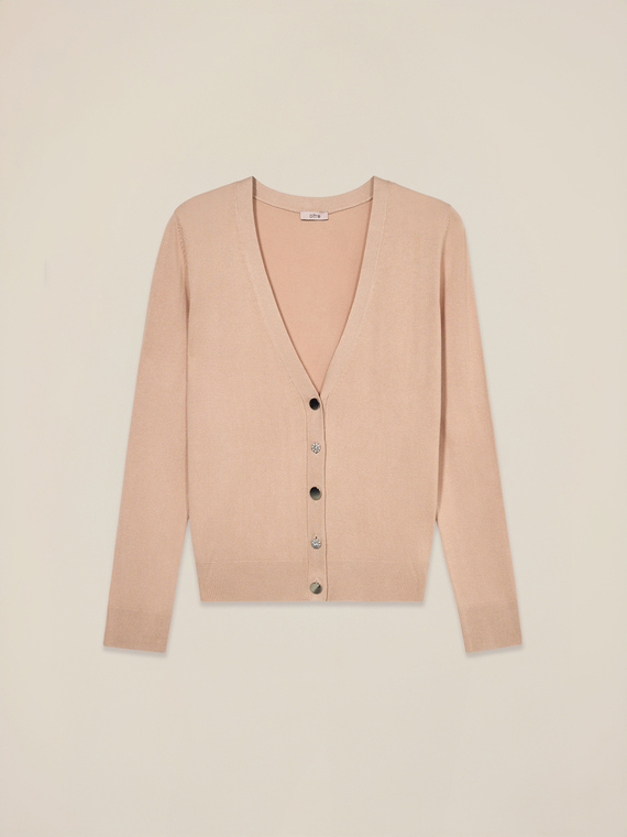 Cardigan col V m&eacute;lange viscose