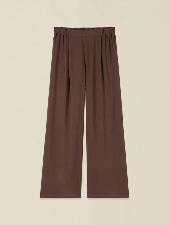 Viscose blend wide leg trousers
