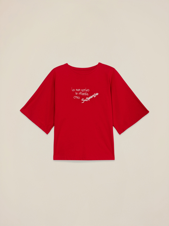 T-shirt con ricamo lettering