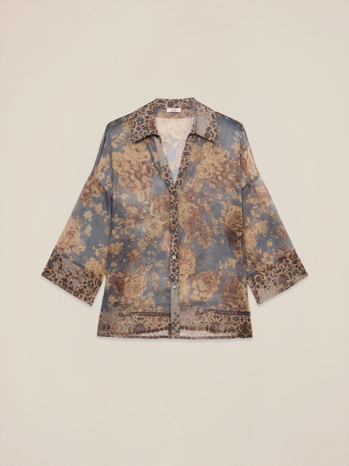 Camisa estampada con mangas kimono image number 4