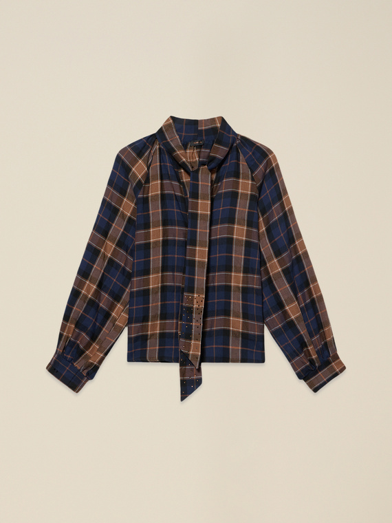 Check shirt with bow