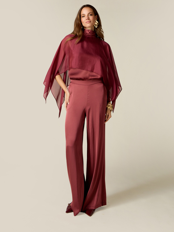 Pantalones palazzo en raso de viscosa