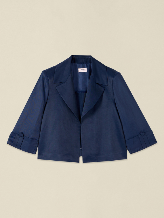 Cropped Blazer aus Leinenmischung