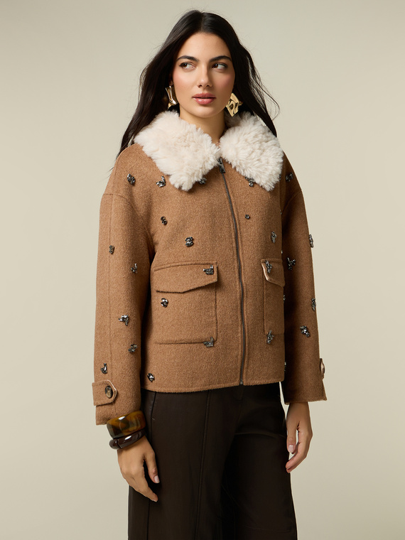 Jacke aus Wollmix mit Fassungen