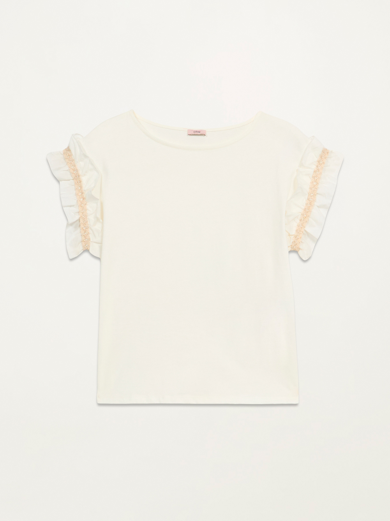 T-shirt con rouche in popeline image number 3