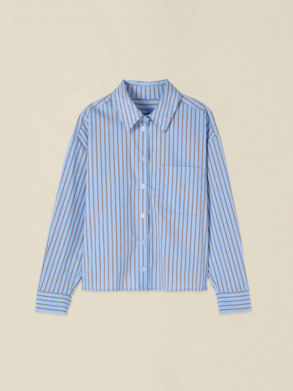 Boxy striped poplin shirt