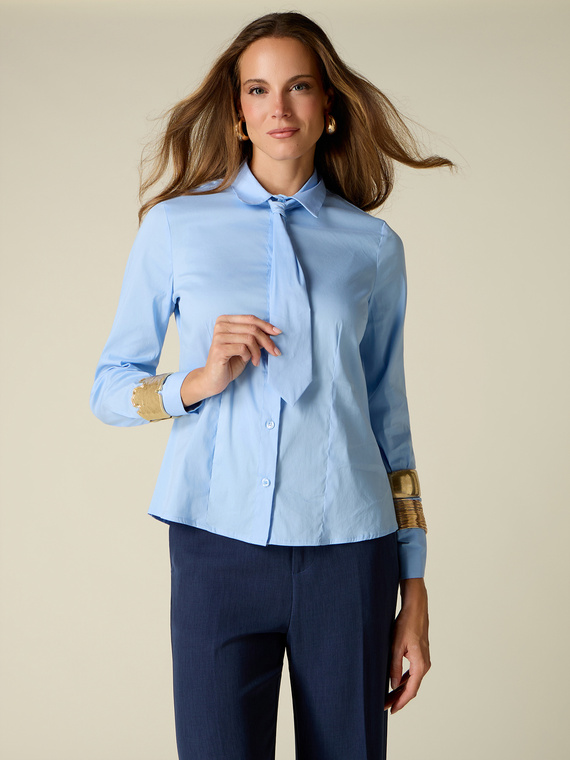 Poplin shirt with tie