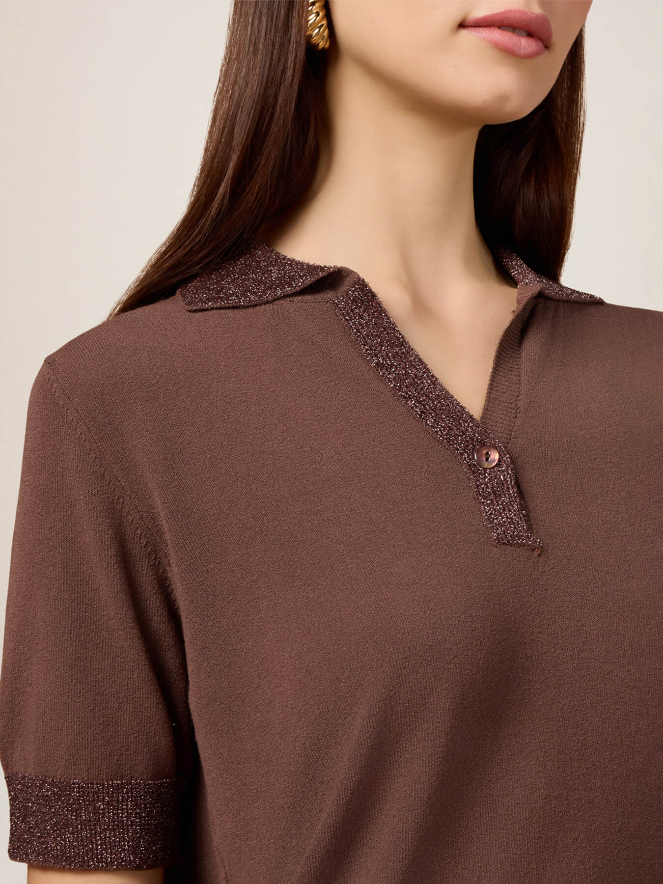 Polo avec bordures en lurex image number 3