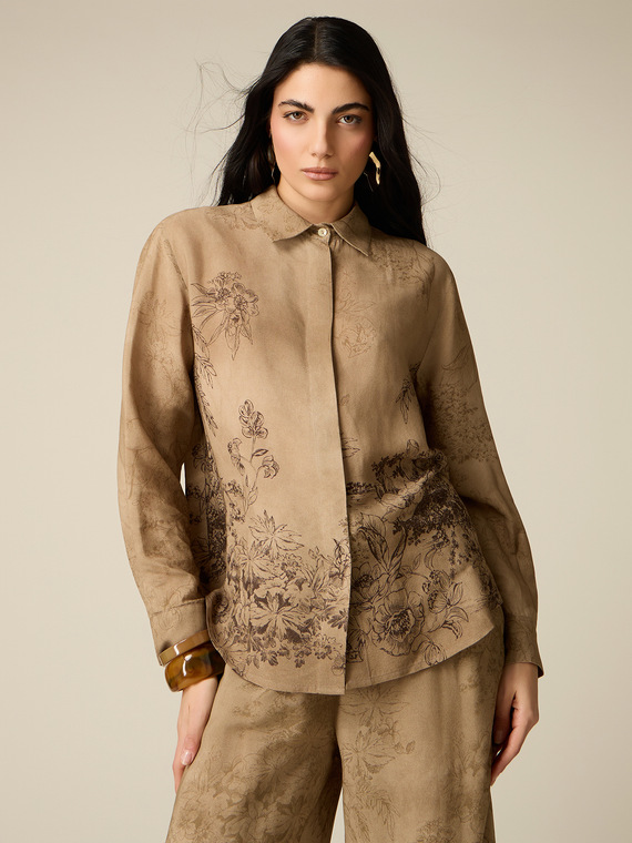 Patterned viscose crepe shirt