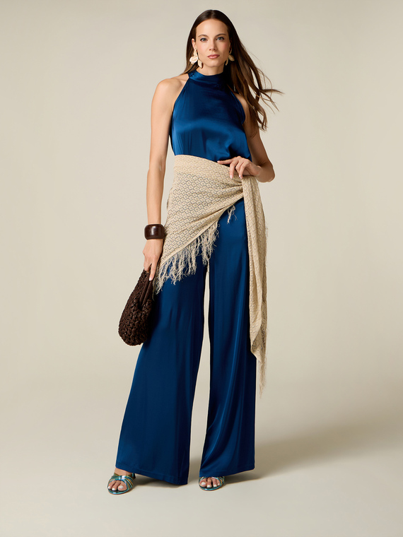 Palazzo pants in viscose satin