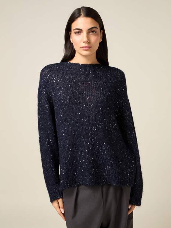 Pullover aus Mohair-Mischung mit Mikro-Pailletten