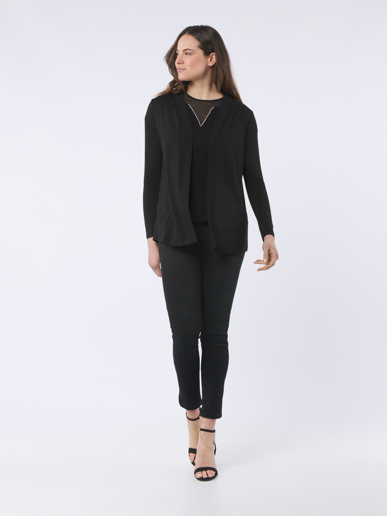 Cardigan in raso e jersey image number 0