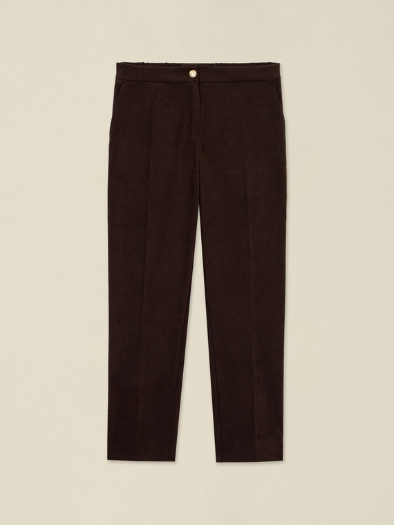 Cigarette-cut trousers in corduroy-effect fabric