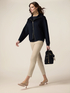 Pantaloni skinny din bumbac și tencel cu nasture bijuterie image number 0
