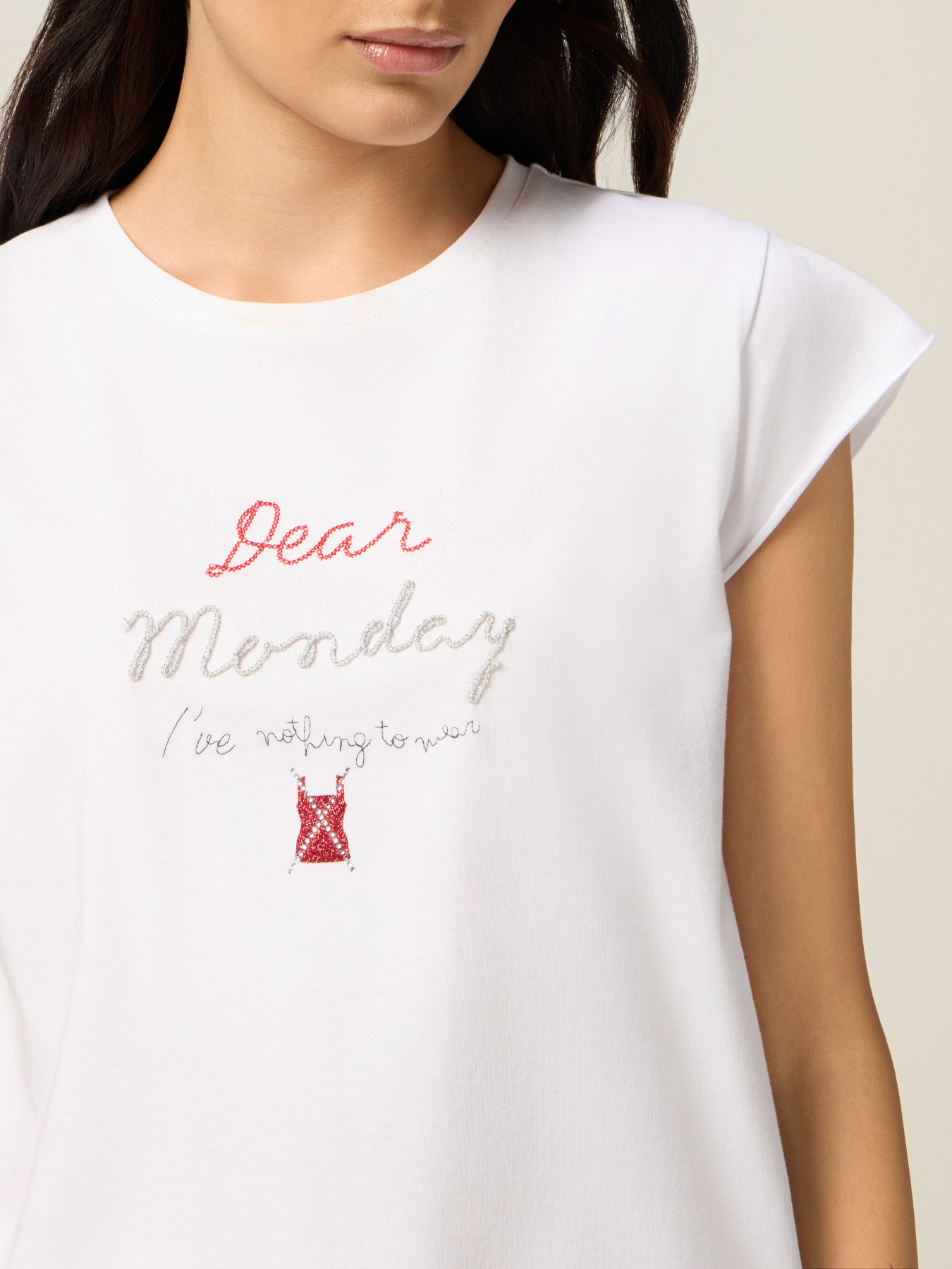 Tricou cu broderie cu litere image number 2