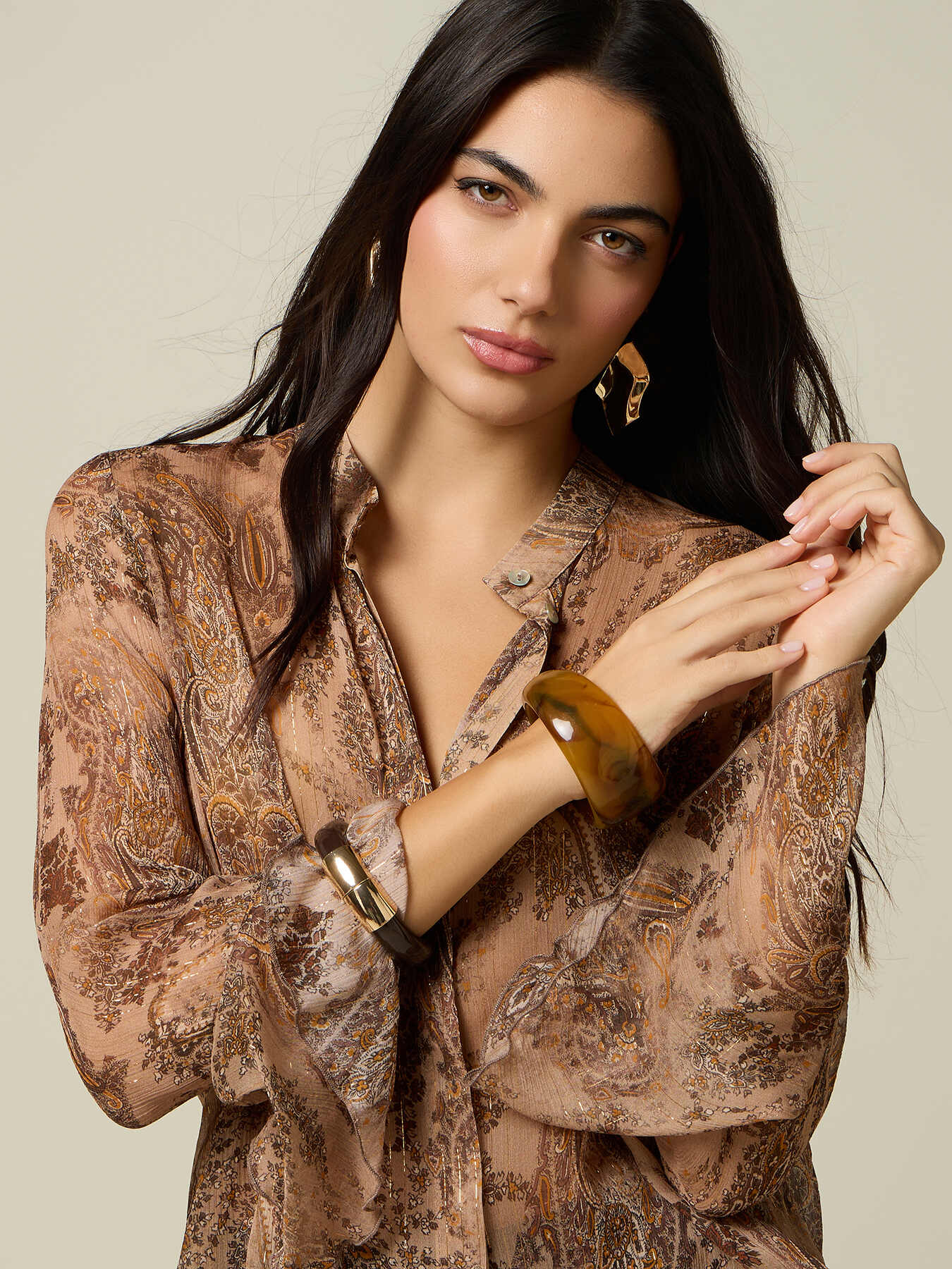Patterned shirt in crepon image number 2