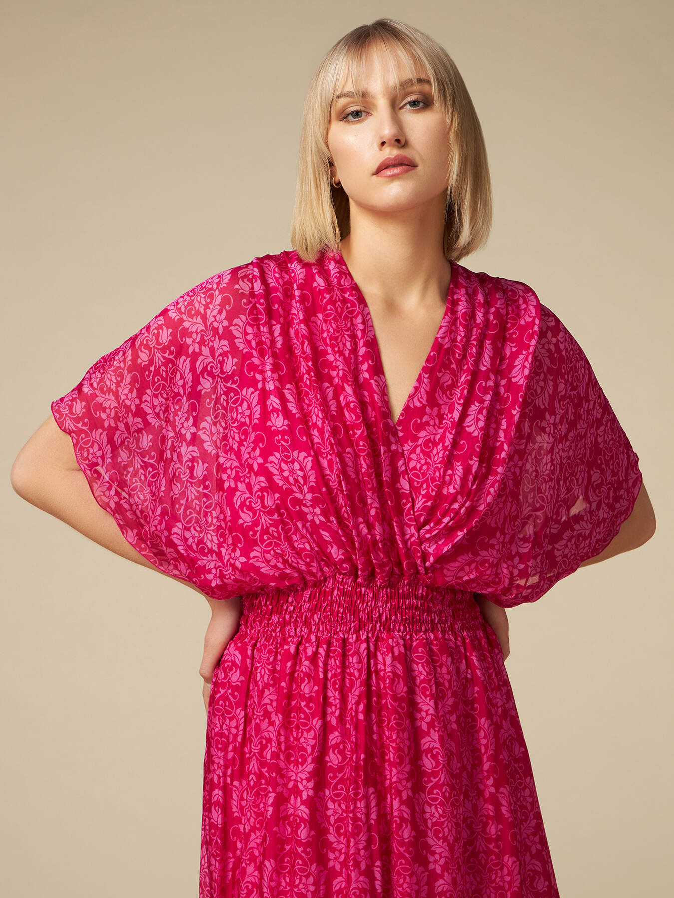 Robe mi-longue en mousseline fantaisie image number 2
