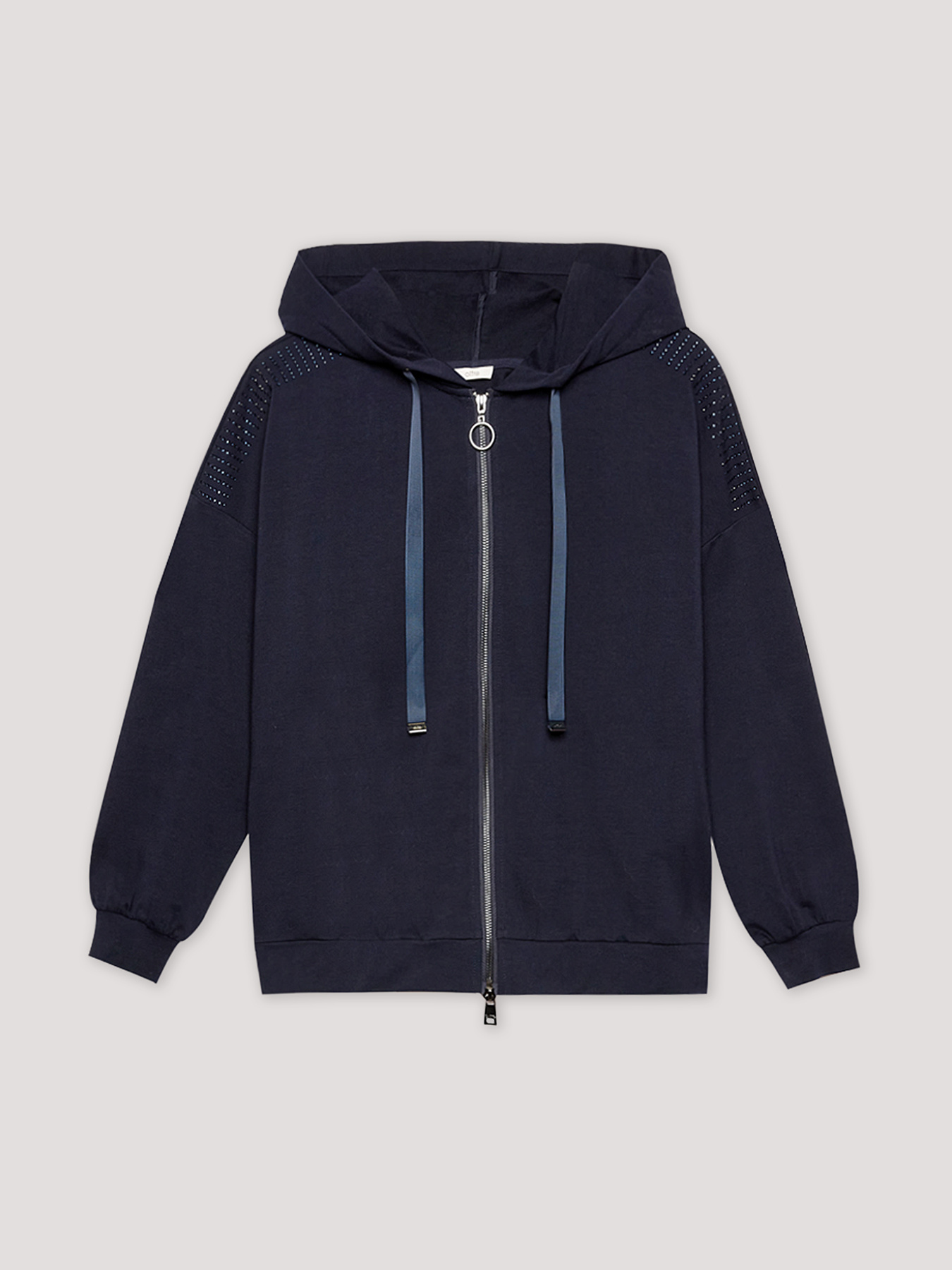 Sweatshirt with zipper and rhinestones image number 3