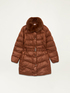 Midi down jacket with belt and furry collar image number 3