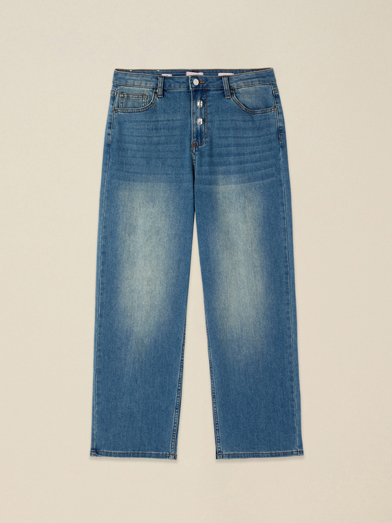 Wide leg jeans with studs