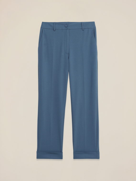 Cropped pants in cr&ecirc;pe fabric
