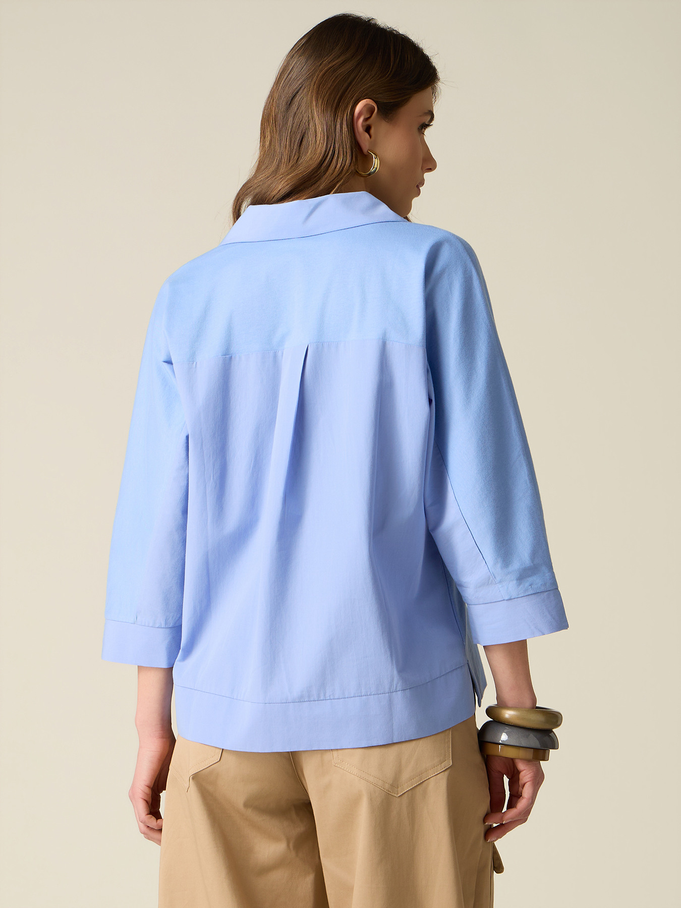 Polo t-shirt with poplin details image number 1