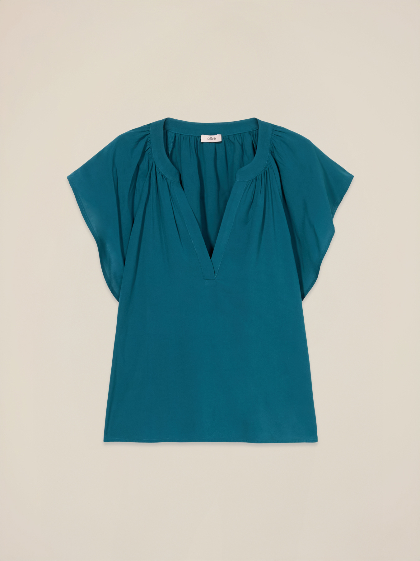 Short-sleeved viscose blouse image number 3
