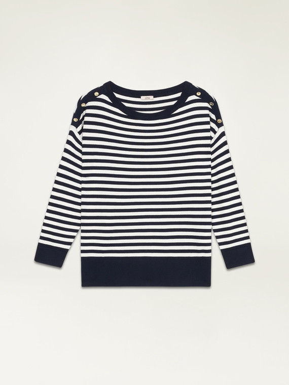 Striped eco-viscose sweater
