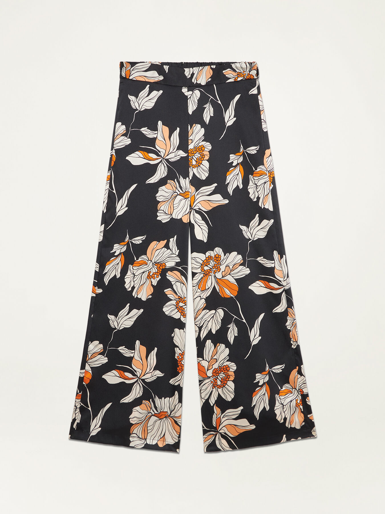 Pantaloni palazzo in raso fantasia image number 4