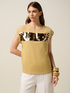Camiseta de dos materiales con lentejuelas image number 0