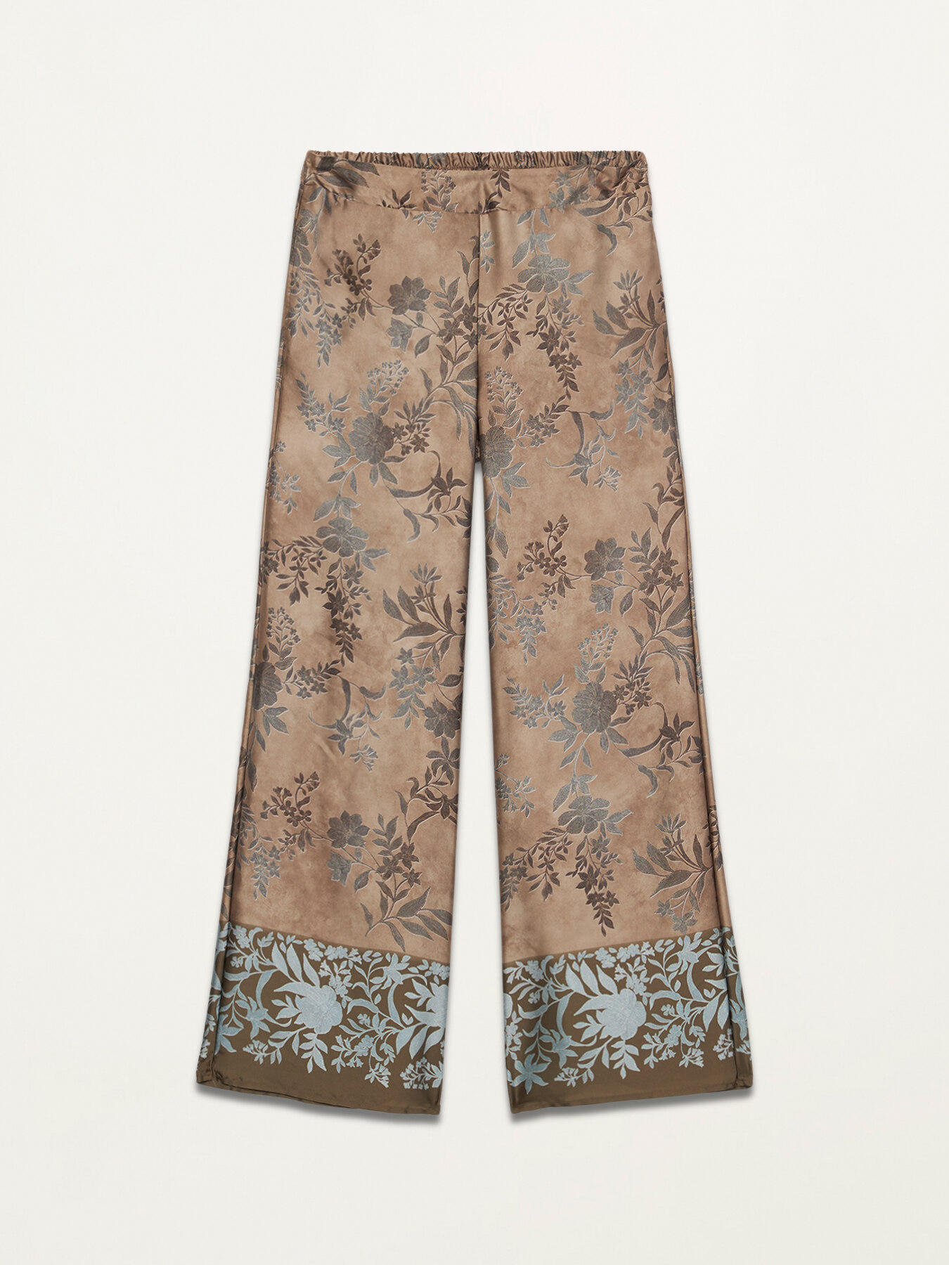 Patterned satin palazzo trousers image number 4