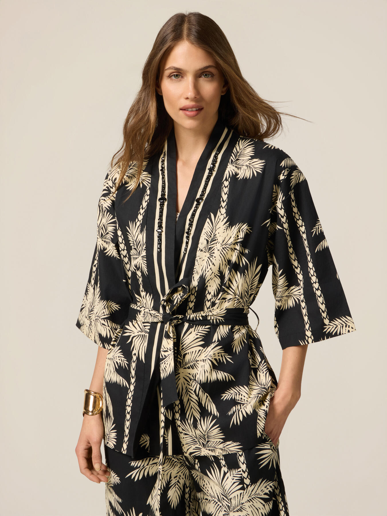 Kimono din bumbac cu model image number 0