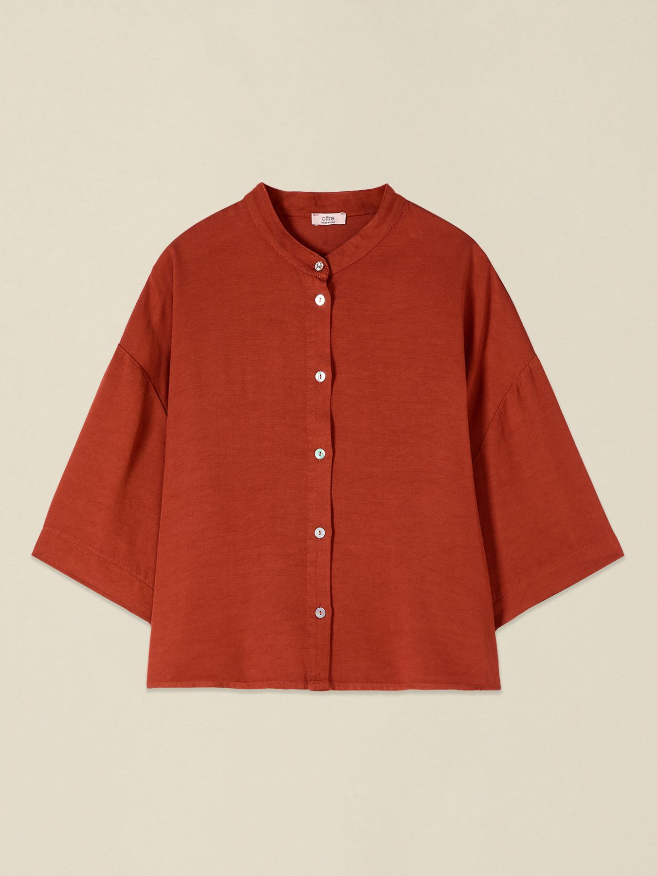 Boxy shirt with mandarin collar image number 4