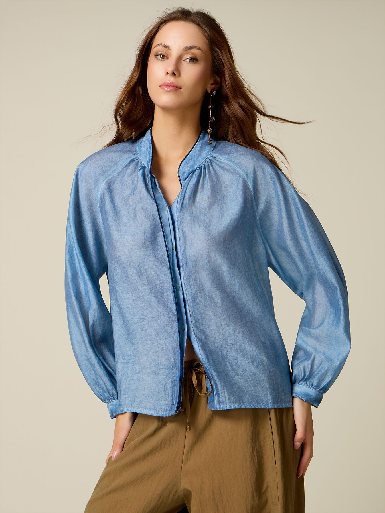 Chemise m&eacute;lang&eacute;e lyocell effet d&eacute;lav&eacute; image number 0