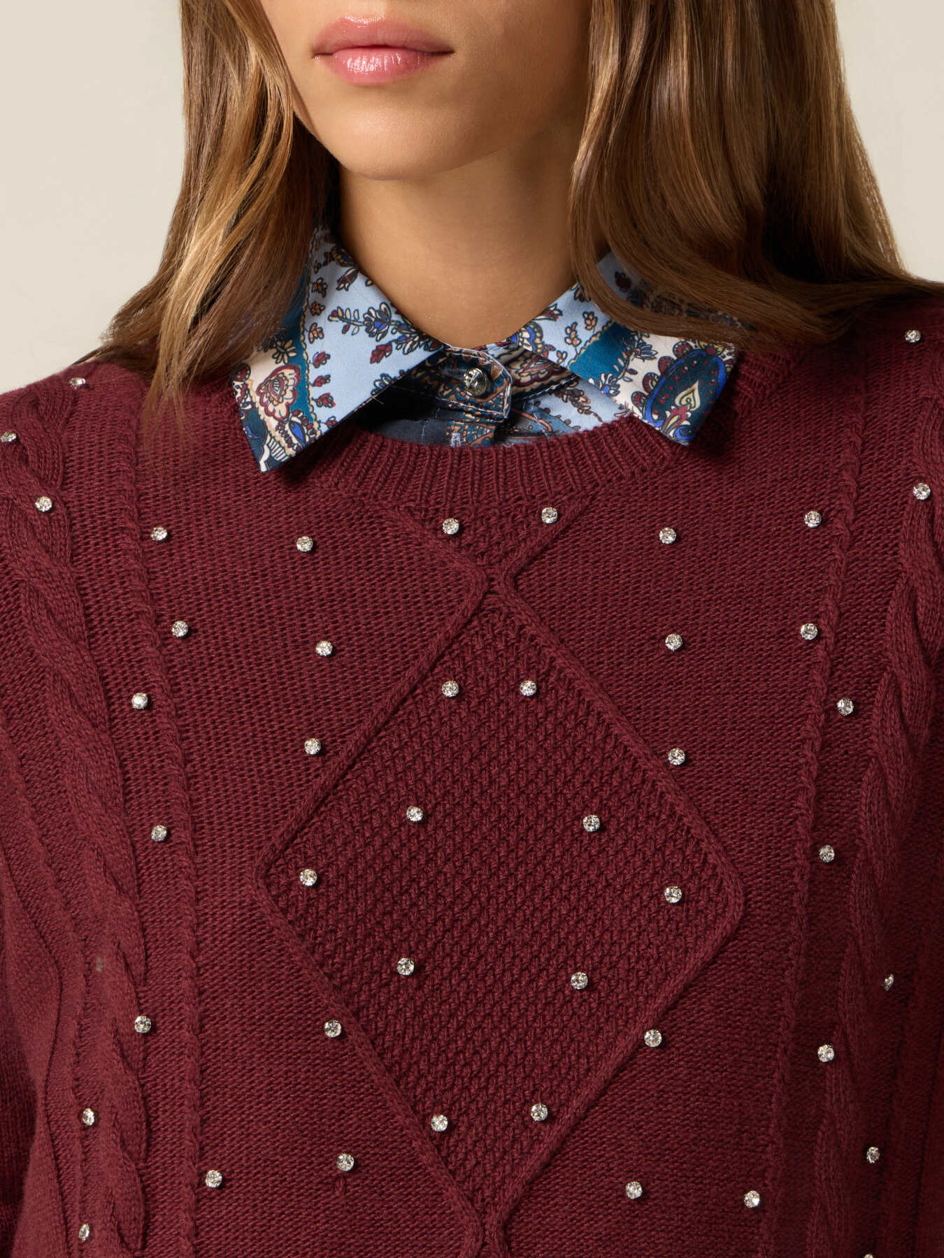 Maglia misto cashmere con castoni image number 2