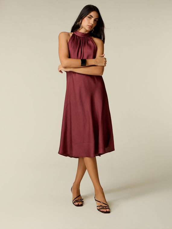 Midi-Kleid mit Neckholder aus Satin