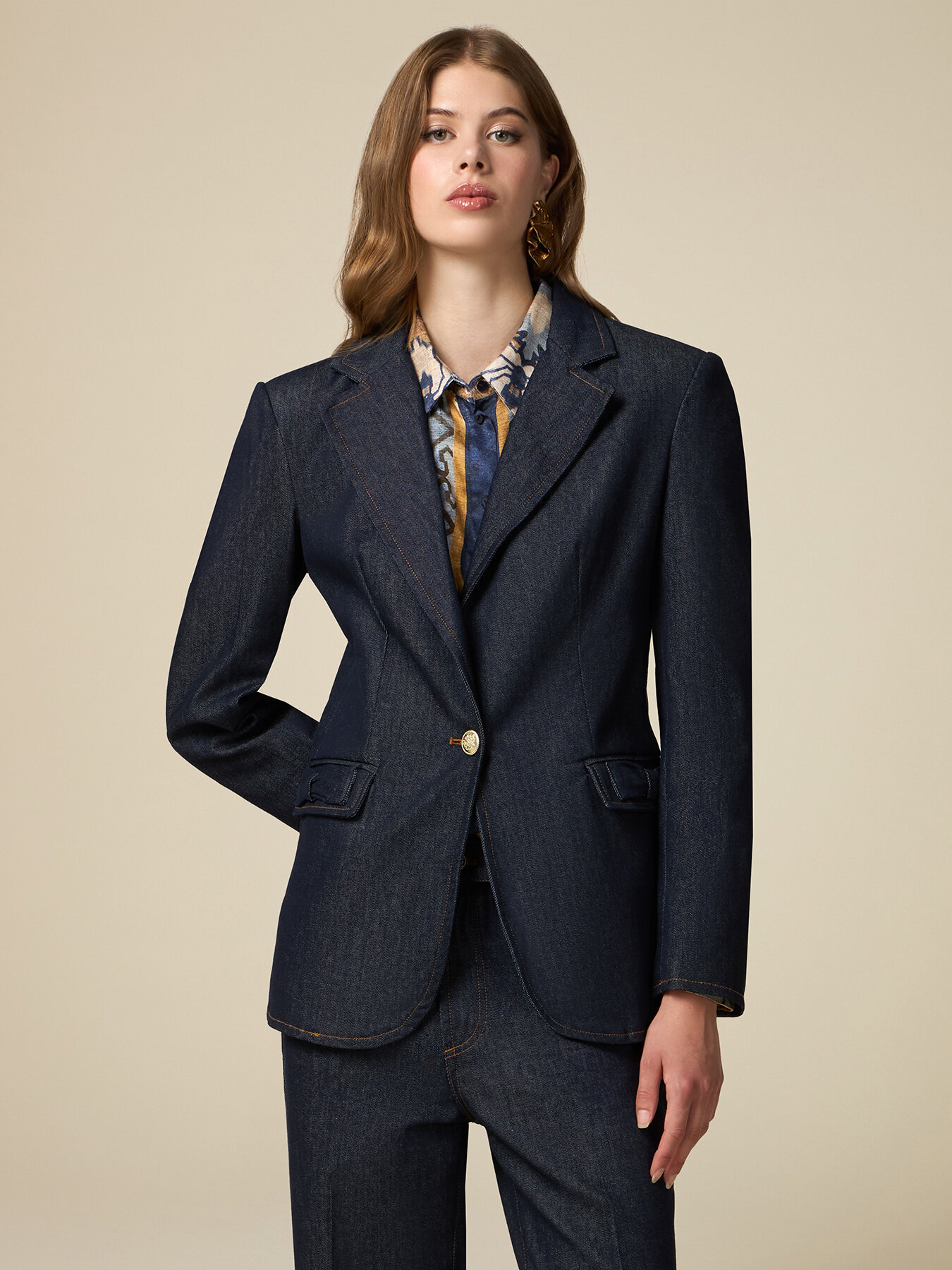 Denim-Blazer mit Schleifen image number 0