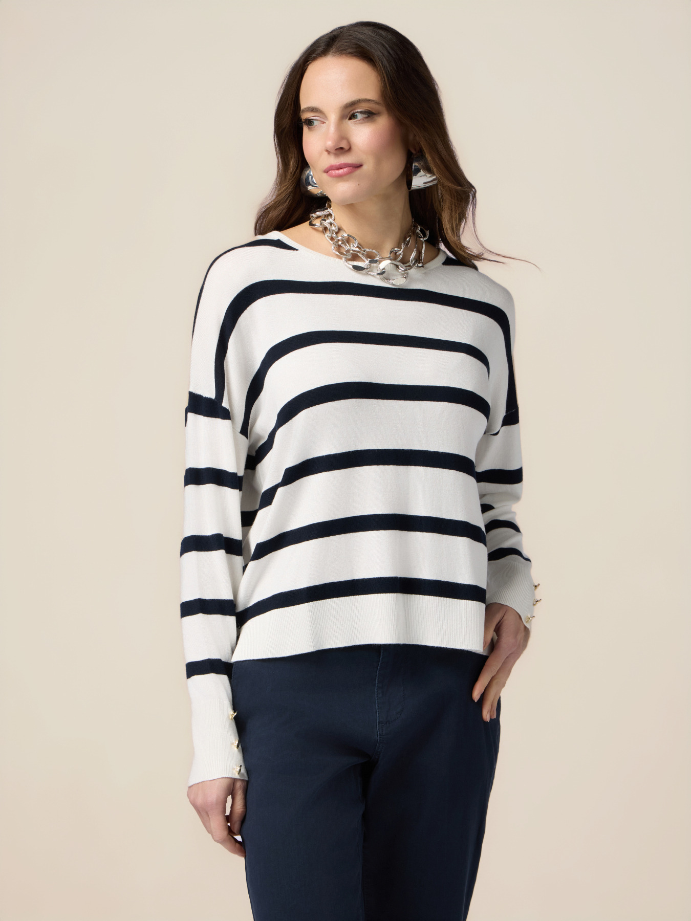 Gestreifter Oversize-Pullover image number 0