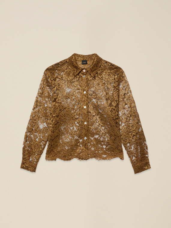 Lace shirt with scalloped edge