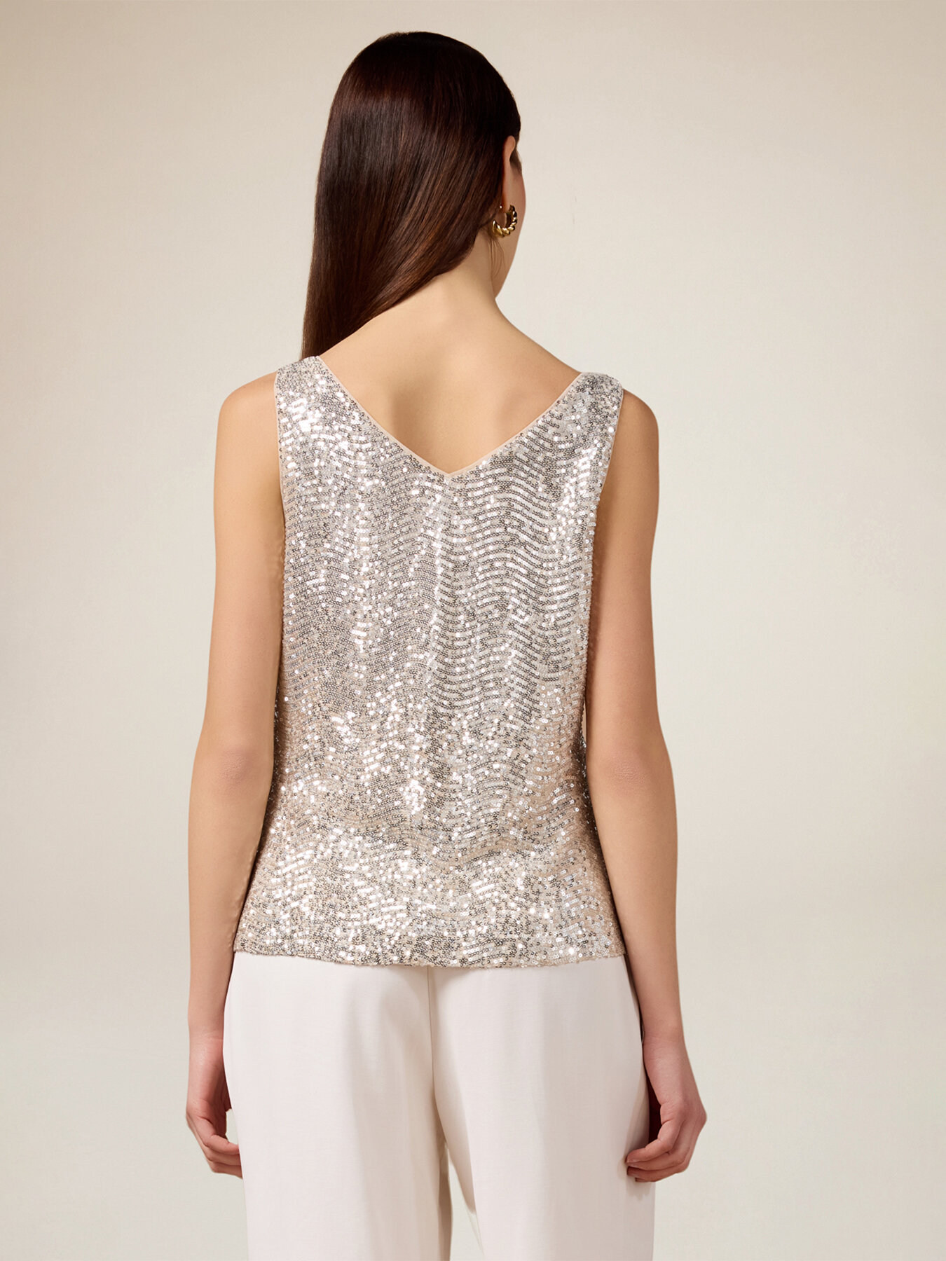 Top in tulle con paillettes image number 1