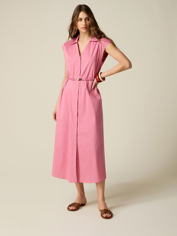 Poplin shirtdress with belt