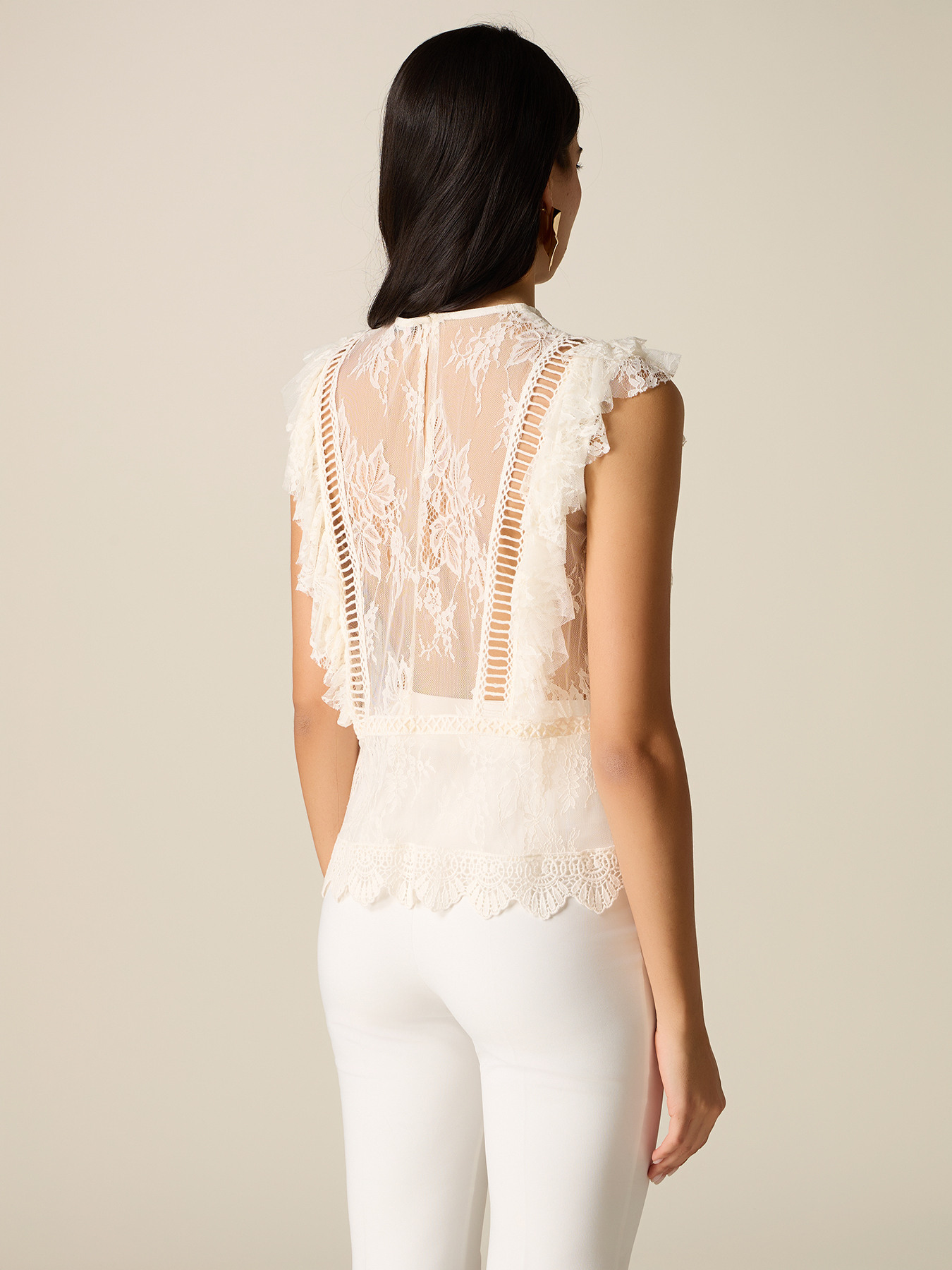 Top in tulle ricamato see-through image number 1