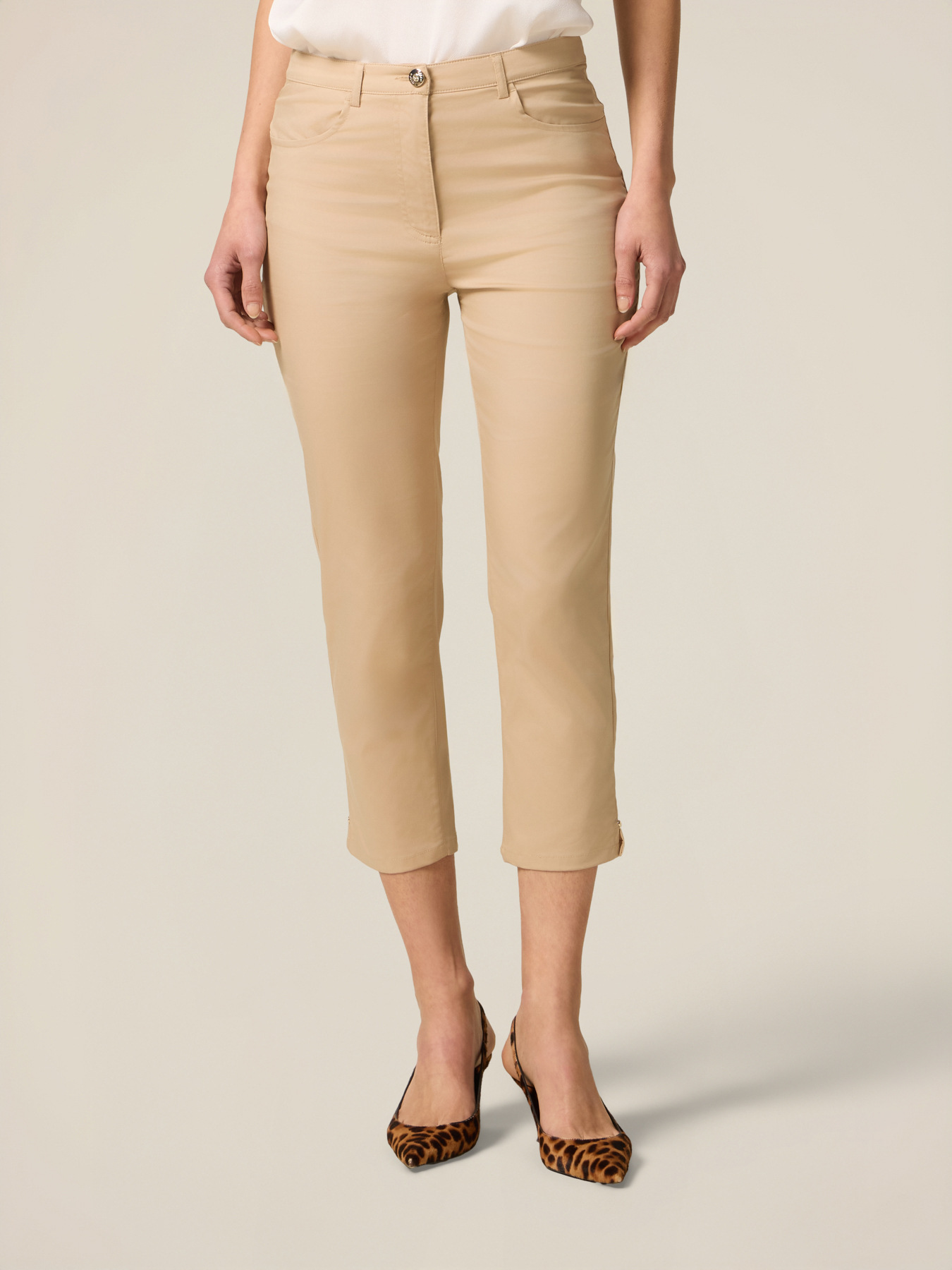 Pantaloni cropped misto cotone image number 3