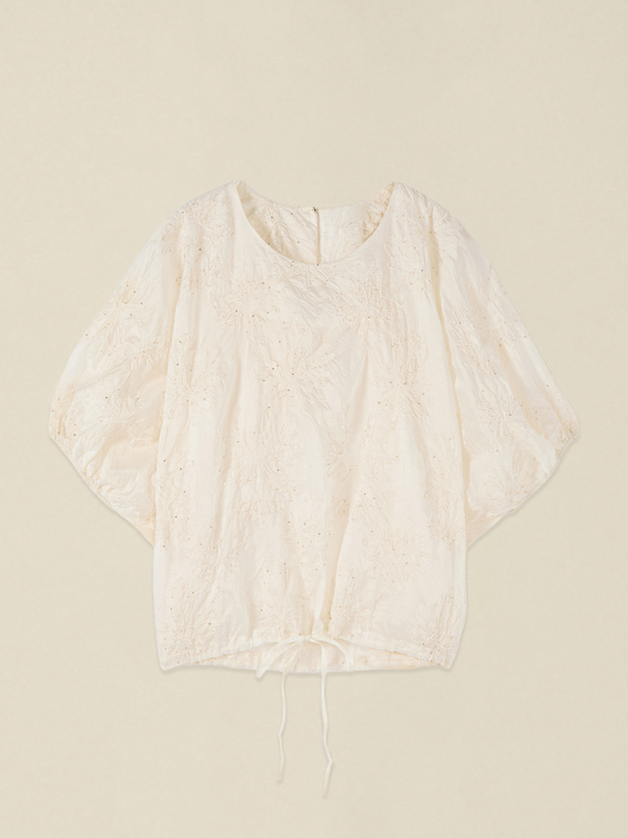 Blouse en m&eacute;lange lyocell avec broderie
