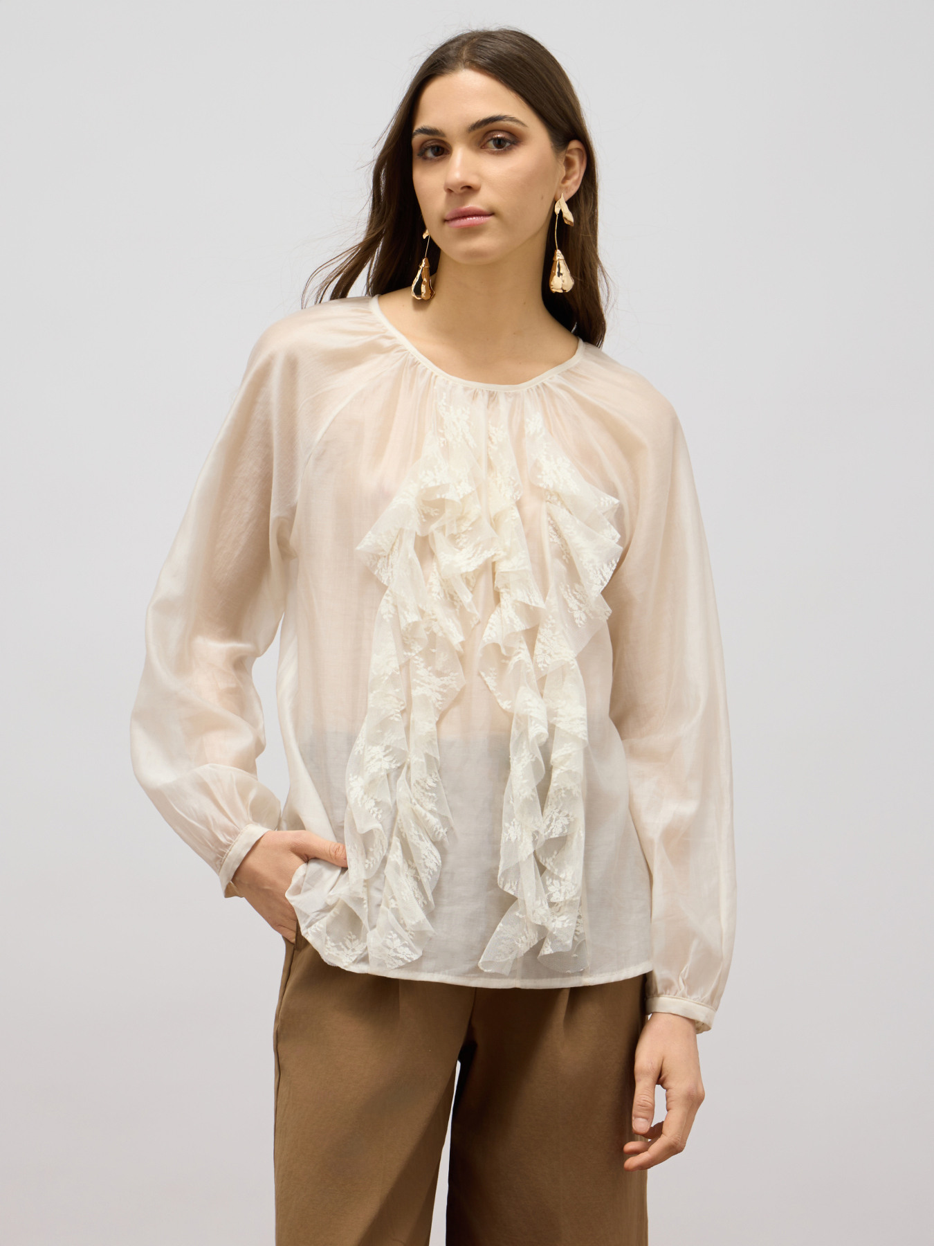 Chemisier en voile &agrave; volants image number 0