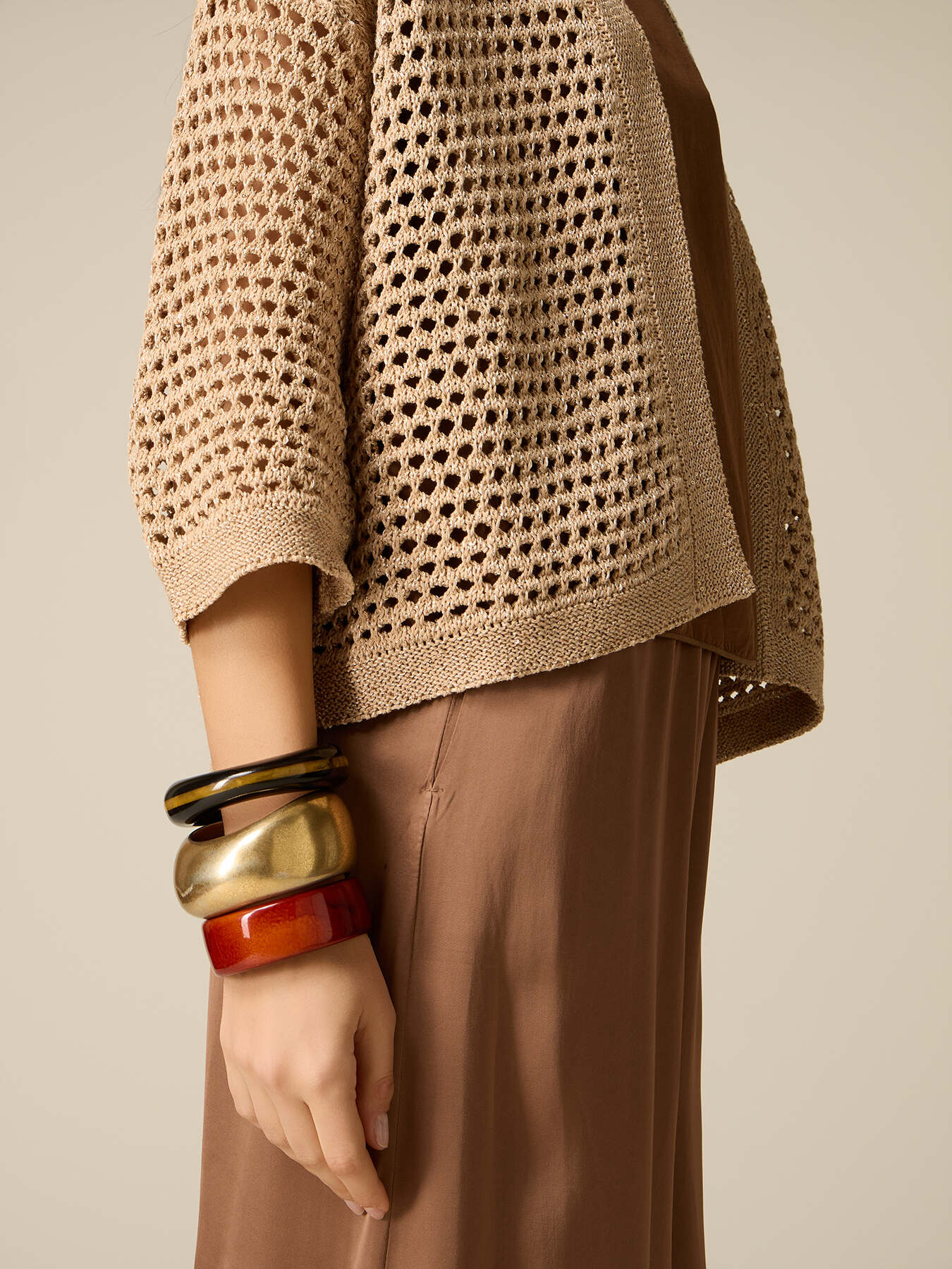 Durchbrochene Strickjacke aus Baumwollmischung image number 2