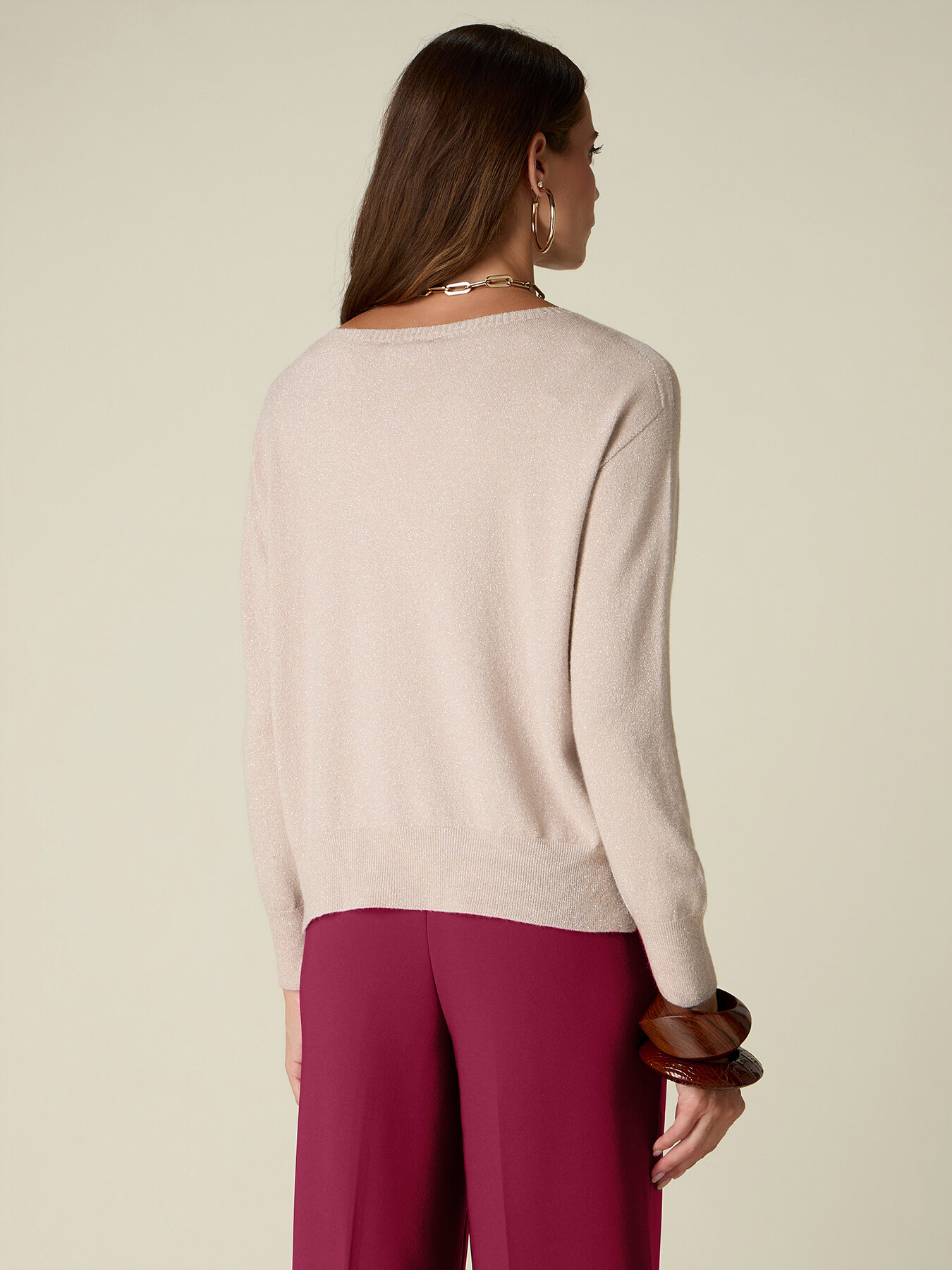 Lurex sweater with boat neckline image number 1
