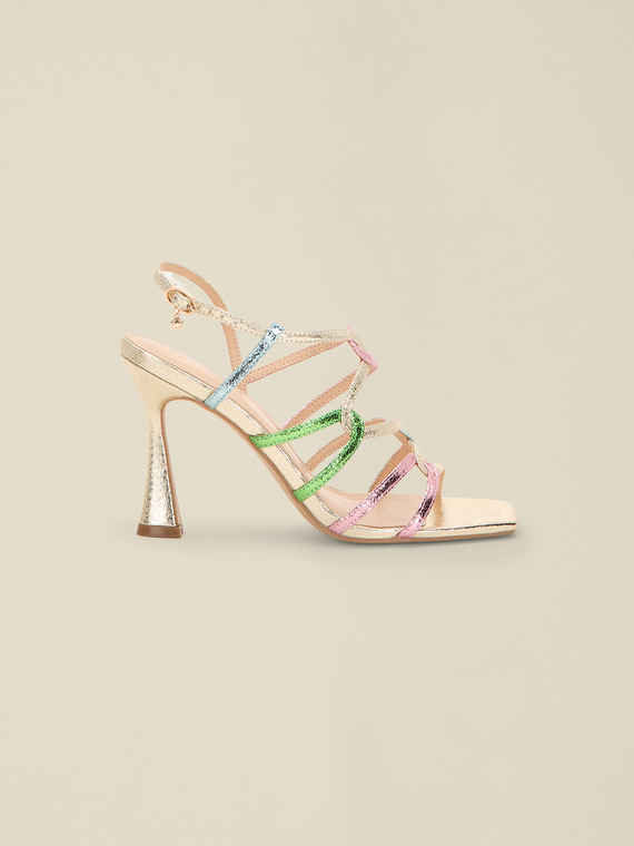 Multicolor metallic sandals